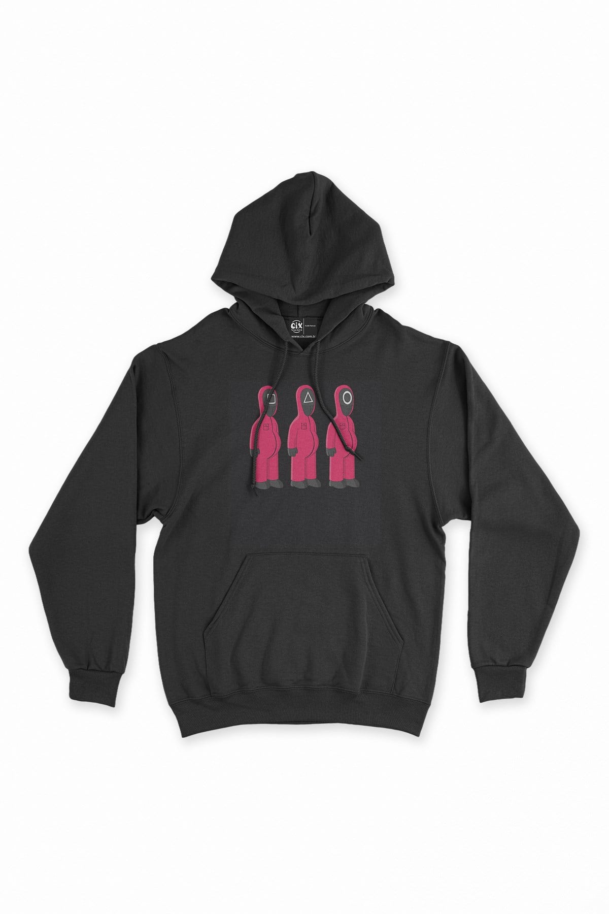 Squid Game Simpson Style Siyah Kapşonlu Sweatshirt Hoodie
