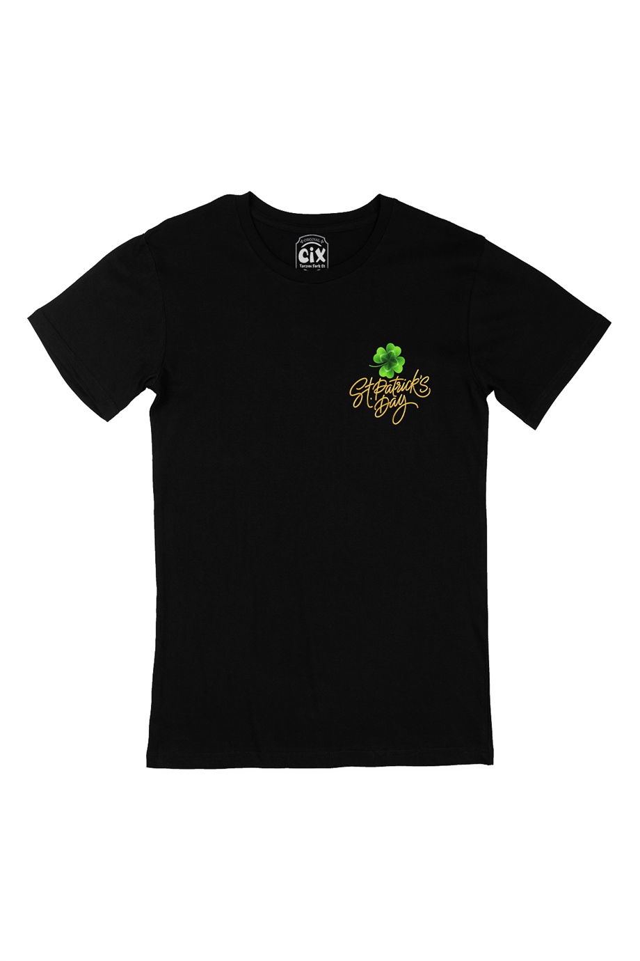 St Patricks Day Cep Logo Tasarımlı Siyah Tişört