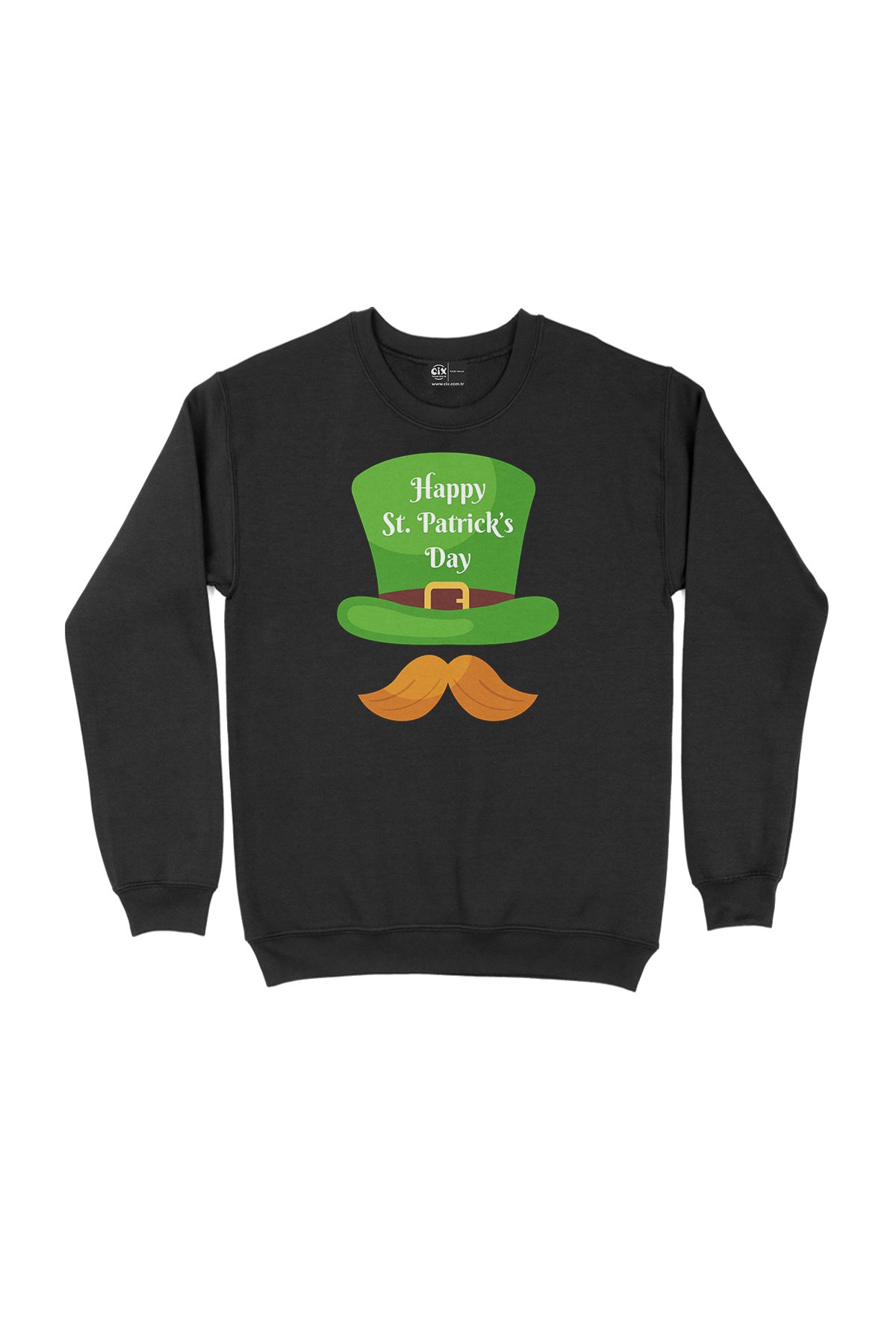 St Patricks Day Şapkalı Siyah Sweatshirt
