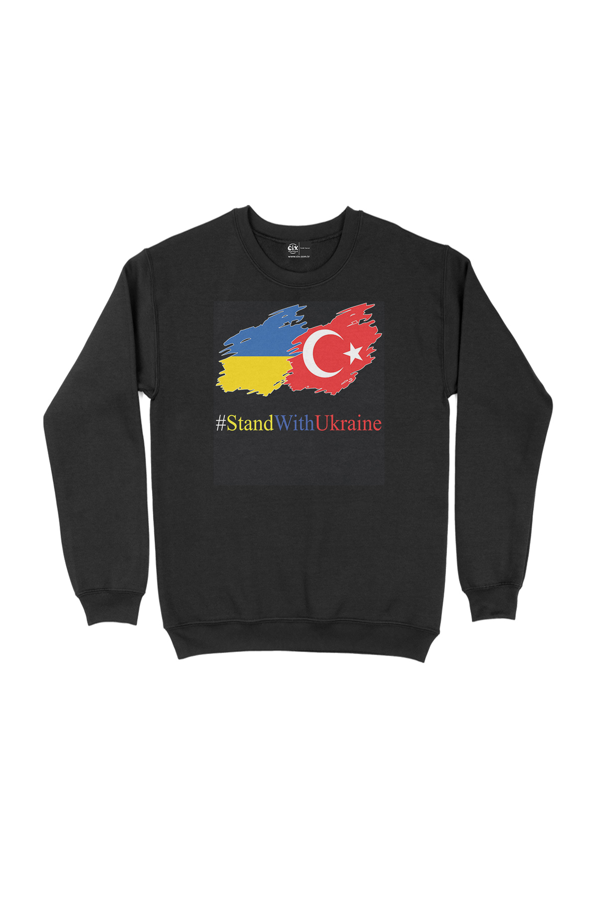 Stand With Ukraine Ukrayna Türkiye Siyah Sweatshirt