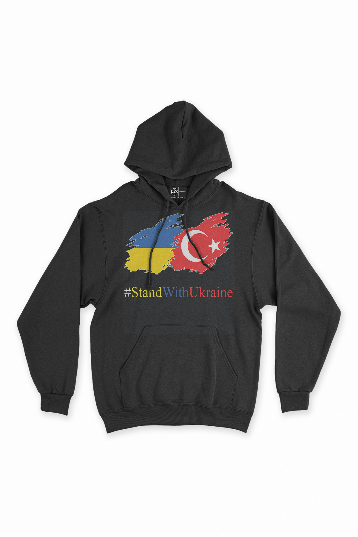Stand With Ukraine Ukrayna Türkiye Siyah Sweatshirt Hoodie