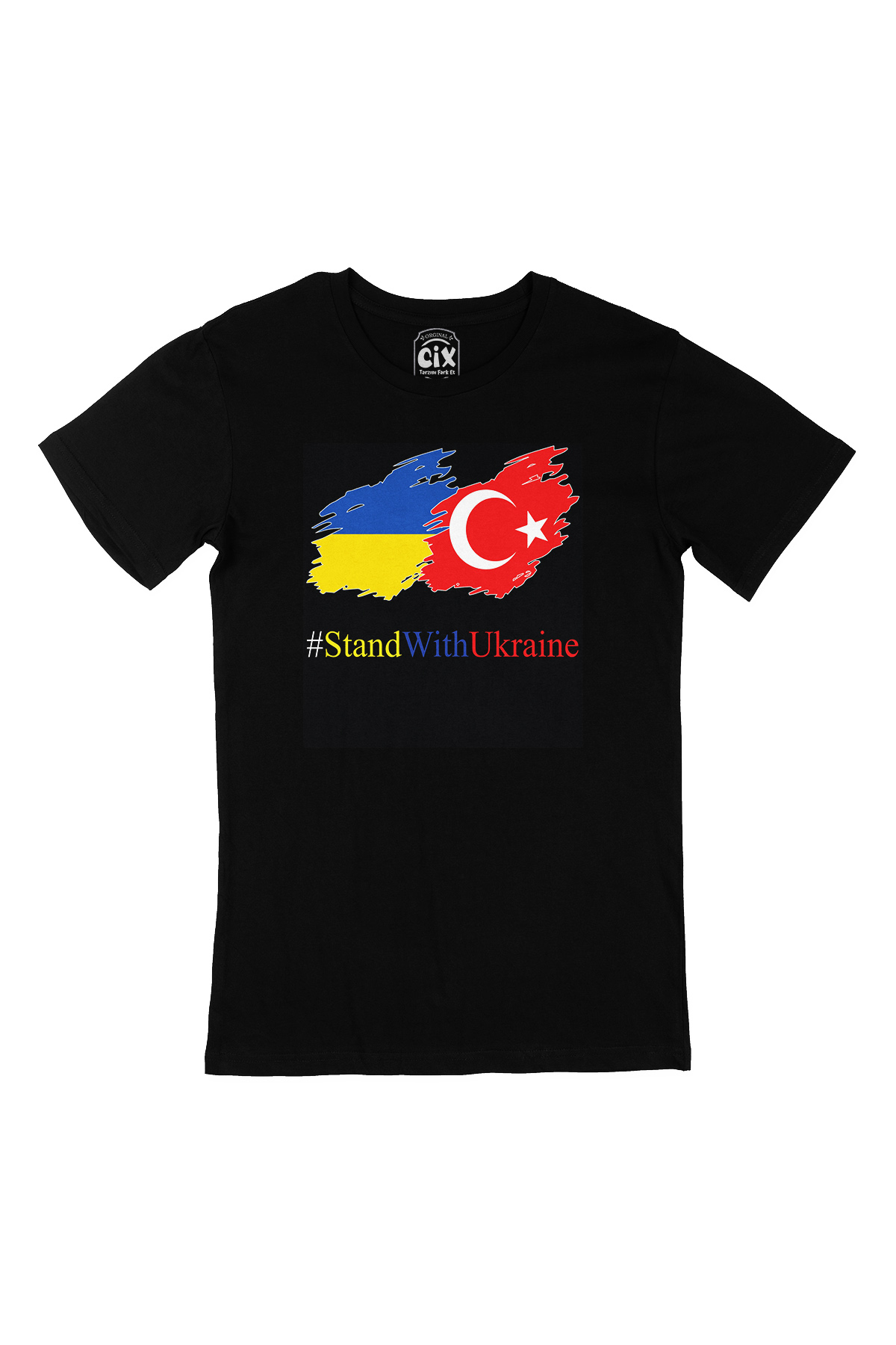 Stand With Ukraine Ukrayna Türkiye Siyah Tişört