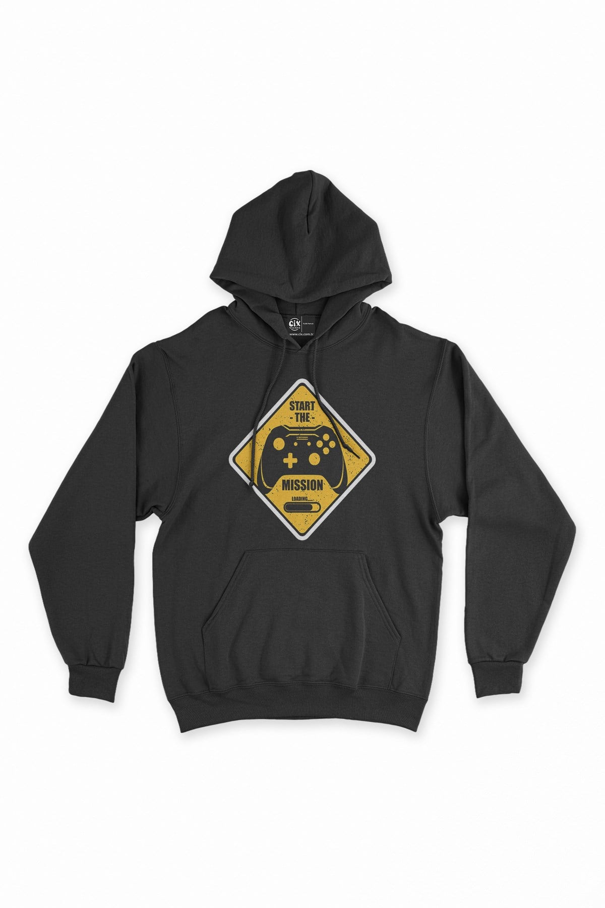 Start The Mission Siyah Kapşonlu Sweatshirt Hoodie