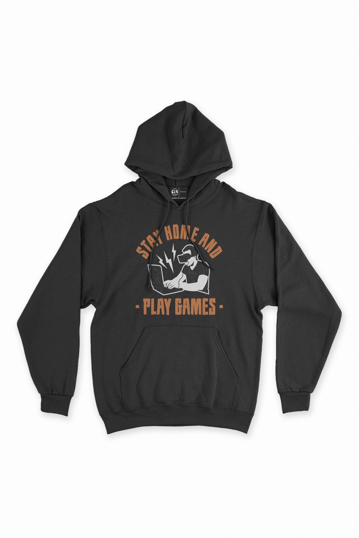 Stay Home Play Game Siyah Kapşonlu Sweatshirt Hoodie