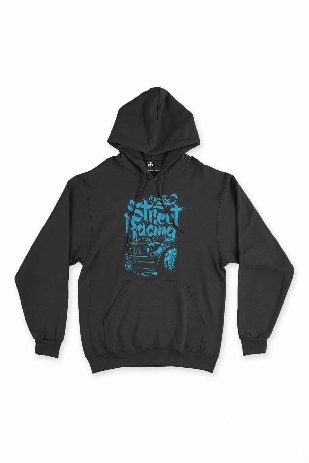 Street Racing Siyah Kapşonlu Sweatshirt Hoodie