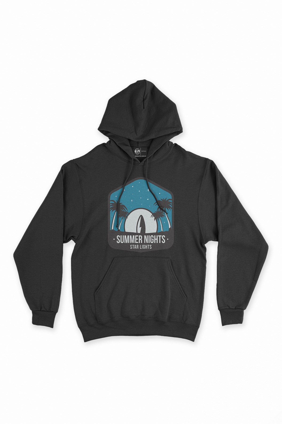 Summer Nights Siyah Kapşonlu Sweatshirt Hoodie