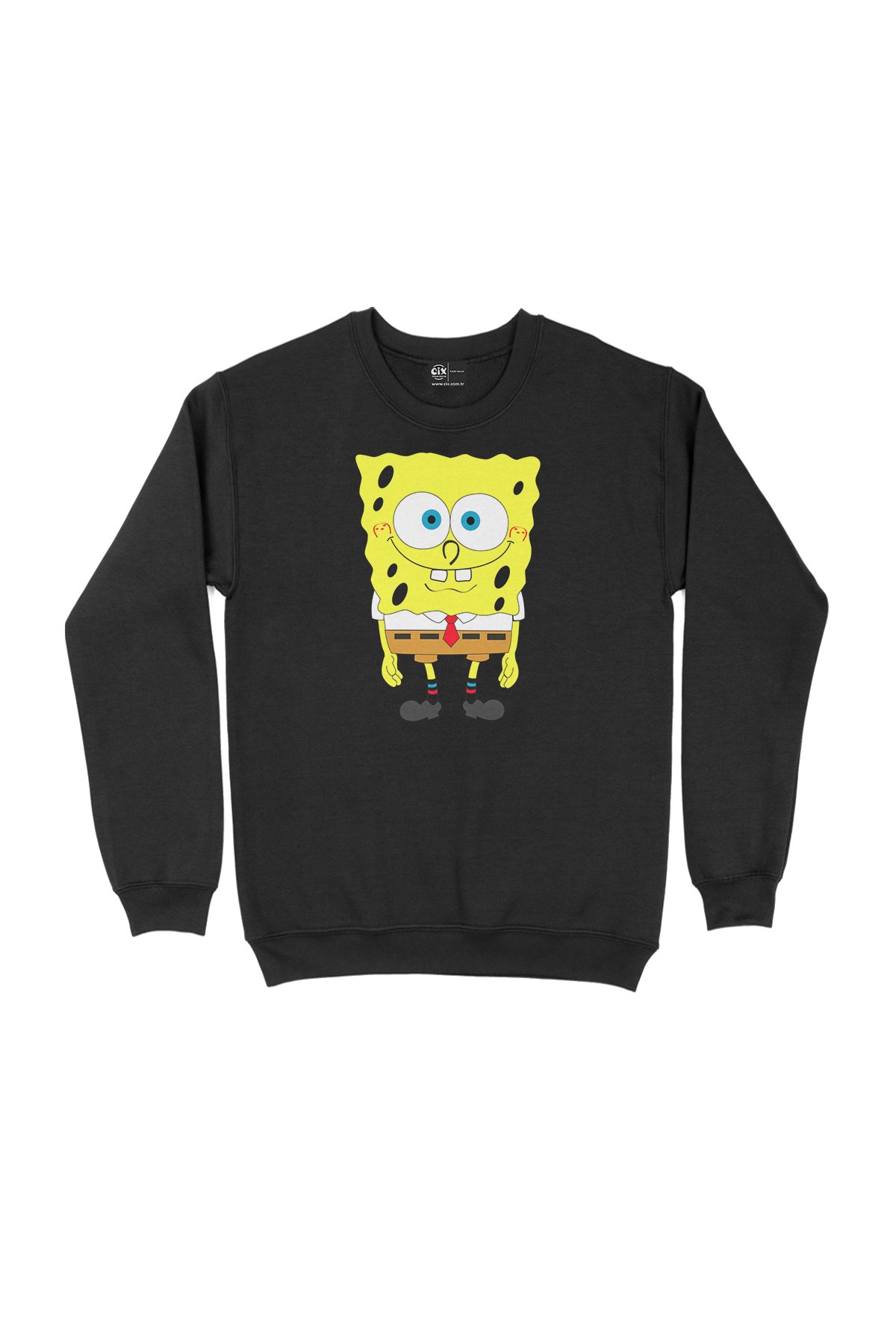 Sünger Bob Tasarımlı Siyah Sweatshirt