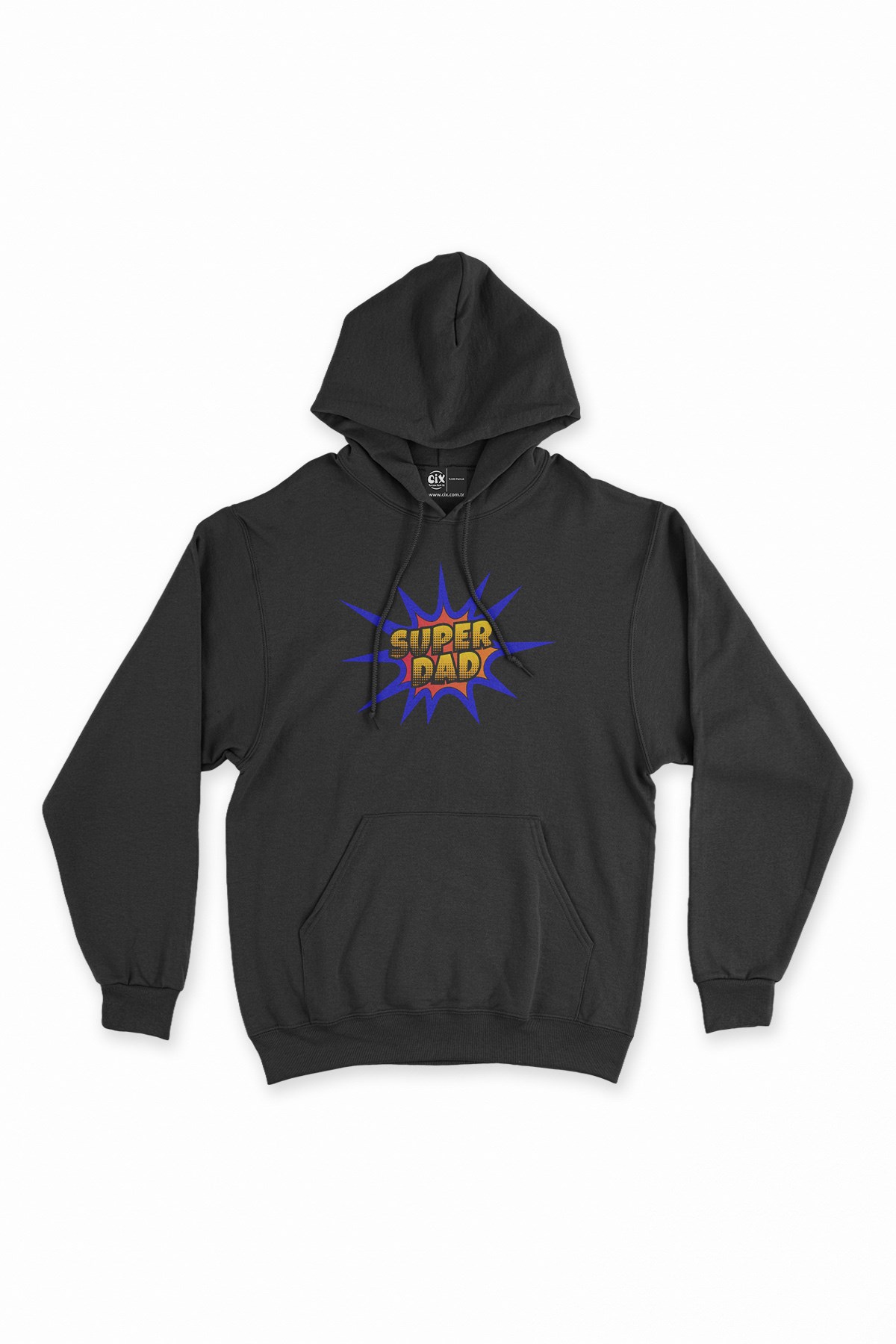 Süper Baba Siyah Kapşonlu Sweatshirt Hoodie