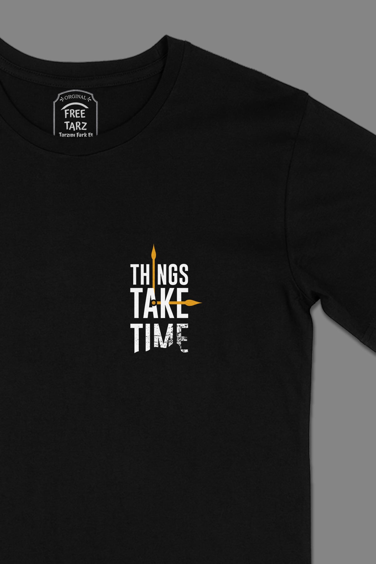 Takes Time Motivasyon Cep Tasarımlı Siyah Tişört Takes Time Motivasyon Cep Tasarımlı Siyah Tişört - Ücretsiz Kargo