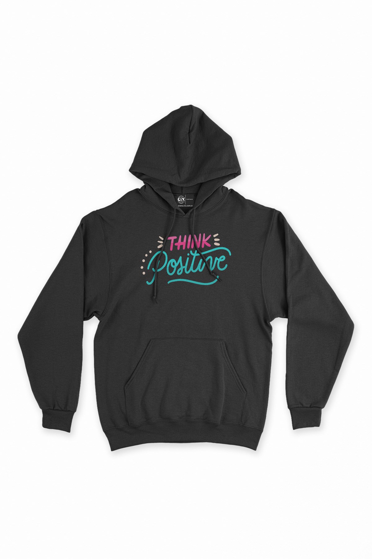Think Positive Siyah Kapşonlu Sweatshirt Hoodie