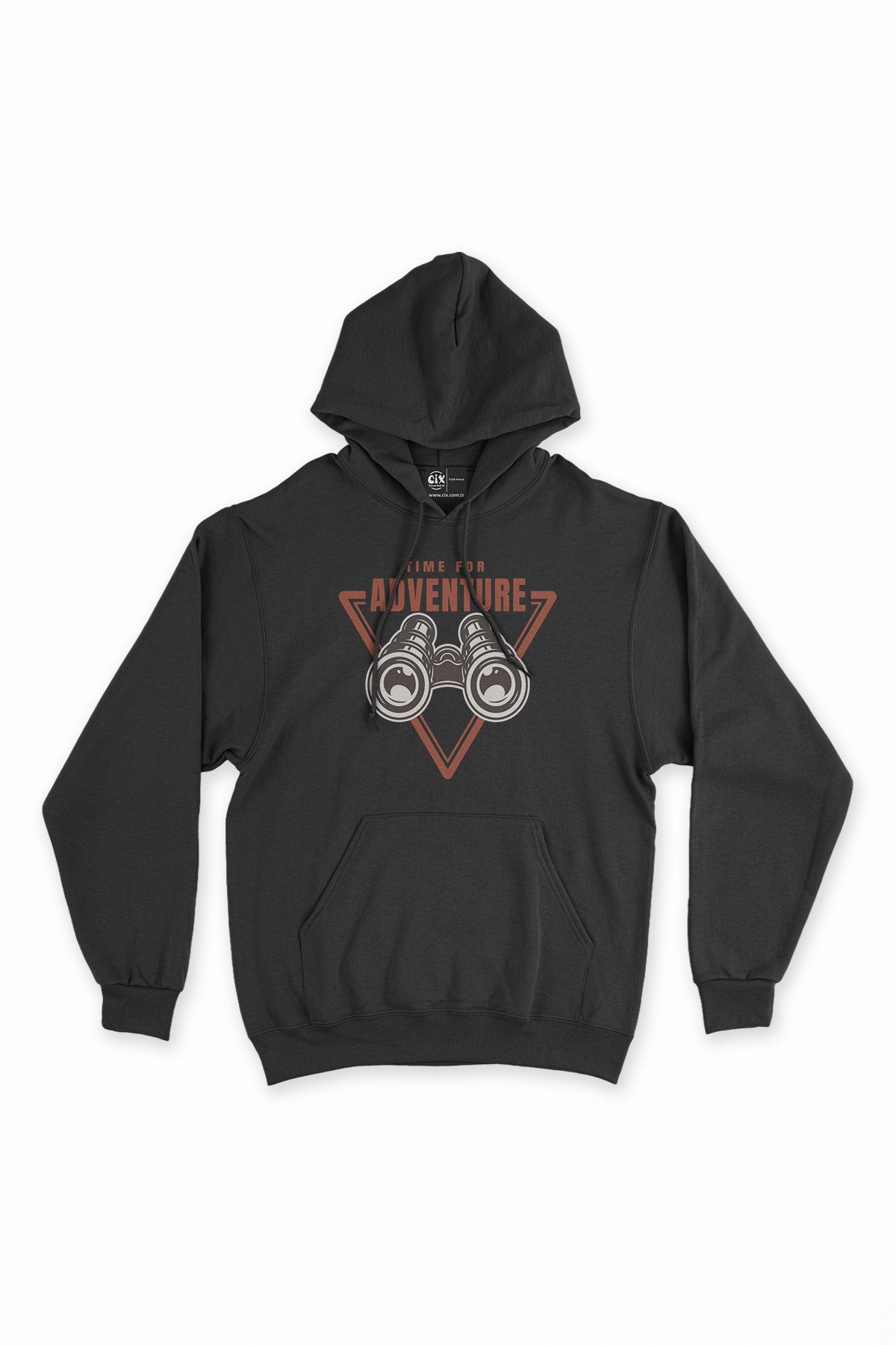 Time For Adventure Siyah Kapşonlu Sweatshirt Hoodie