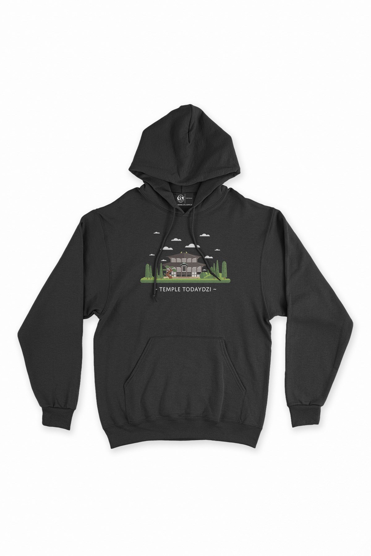 Todaiji Tapınağı Siyah Kapşonlu Sweatshirt Hoodie