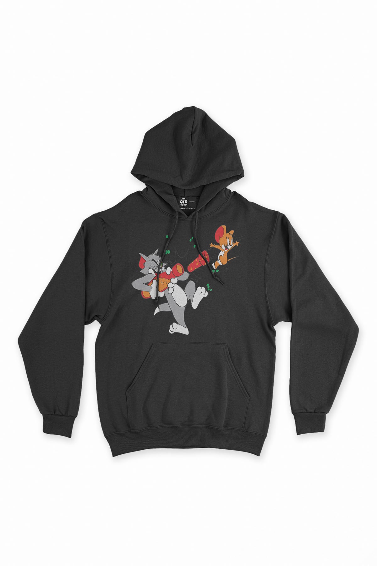 Tom and Jerry Siyah Sweatshirt Hoodie