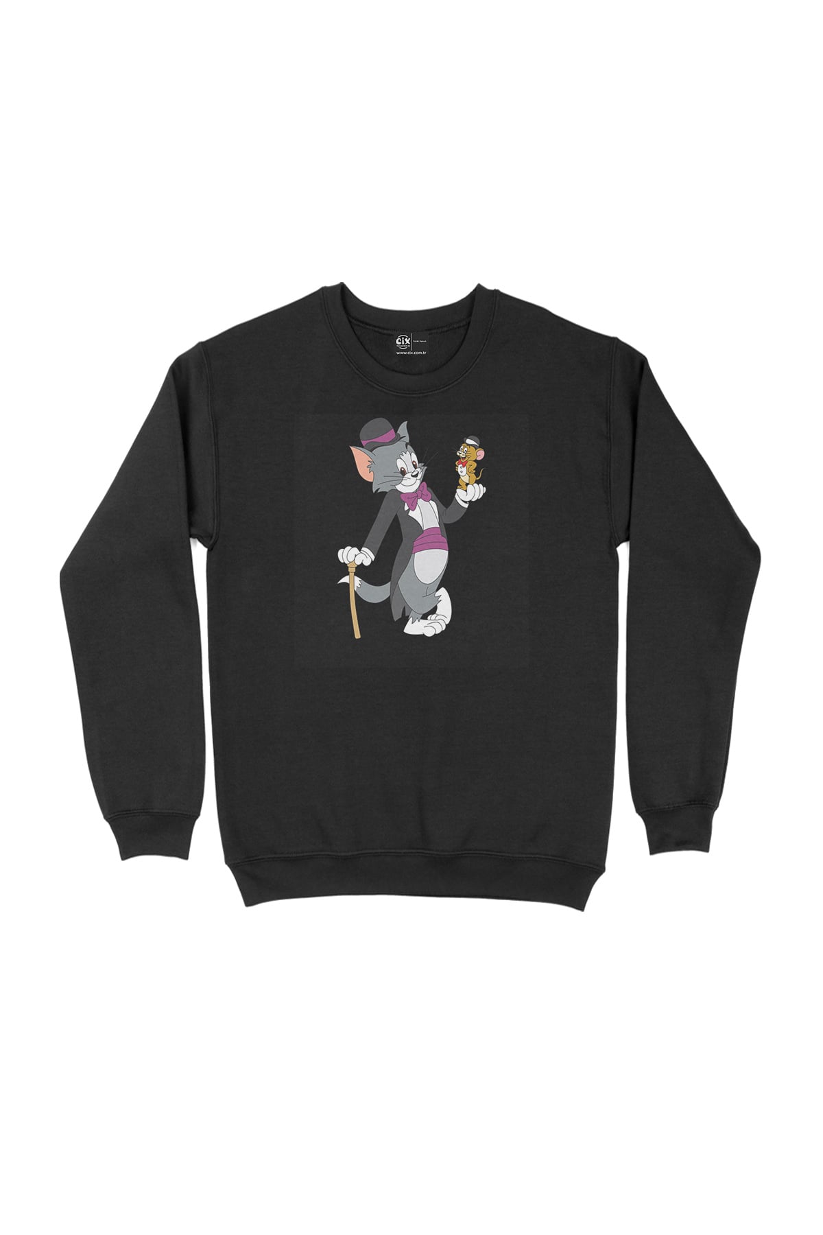 Tom Jerry Yakalanış Siyah Sweatshirt