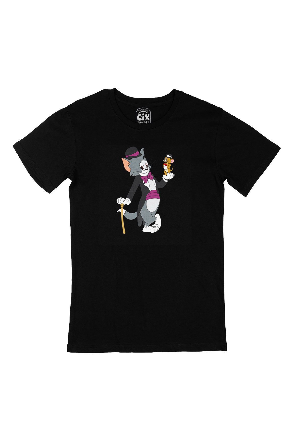 Tom Jerry Yakalanış Siyah Tişört