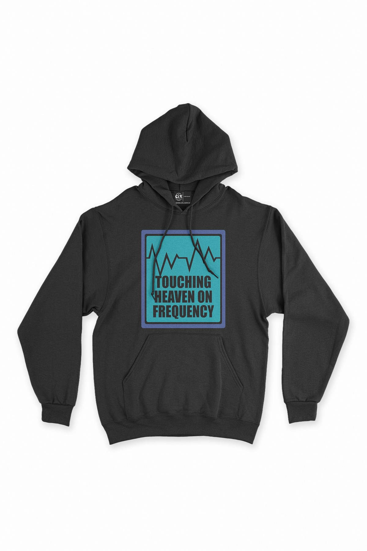 Touching Heaven On Frequecy Siyah Kapşonlu Sweatshirt Hoodie