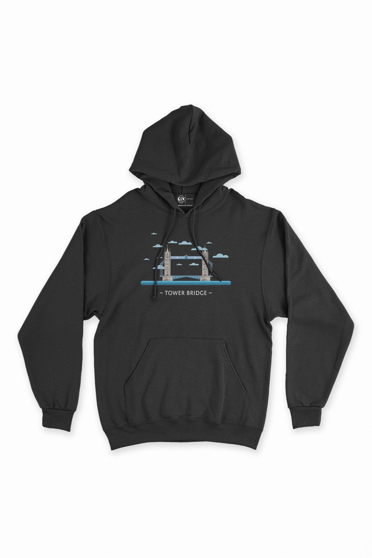 Tower Bridge Siyah Kapşonlu Sweatshirt Hoodie