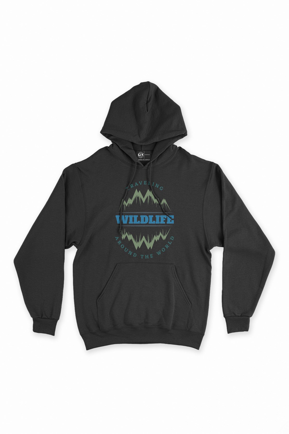 Travelin Around The World Siyah Kapşonlu Sweatshirt Hoodie