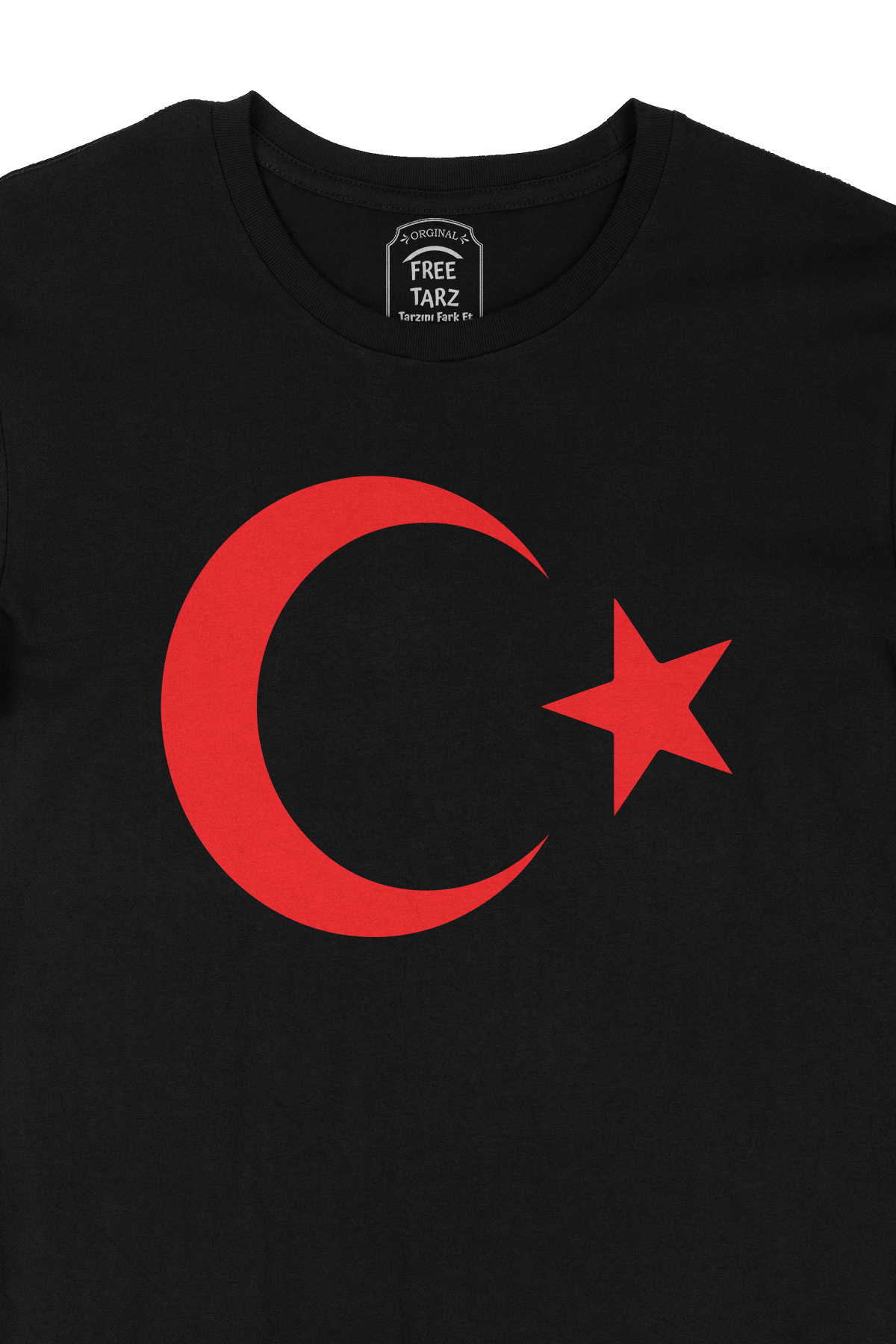 Türk Bayrağı Ay Yıldız Büyük Baskılı Siyah Tişört Türk Bayrağı Ay Yıldız Büyük Baskılı Siyah Tişört - Ücretsiz Kargo