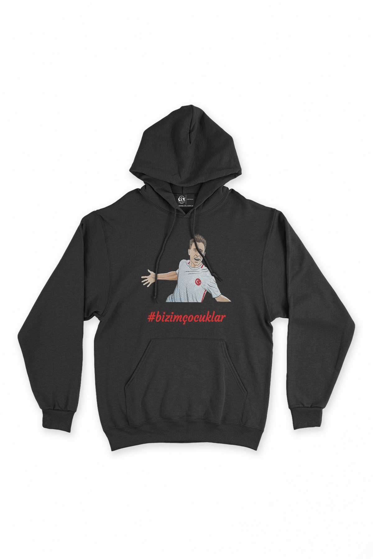 Türkiye Milli Takım Taraftar Siyah Kapşonlu Sweatshirt Hoodie