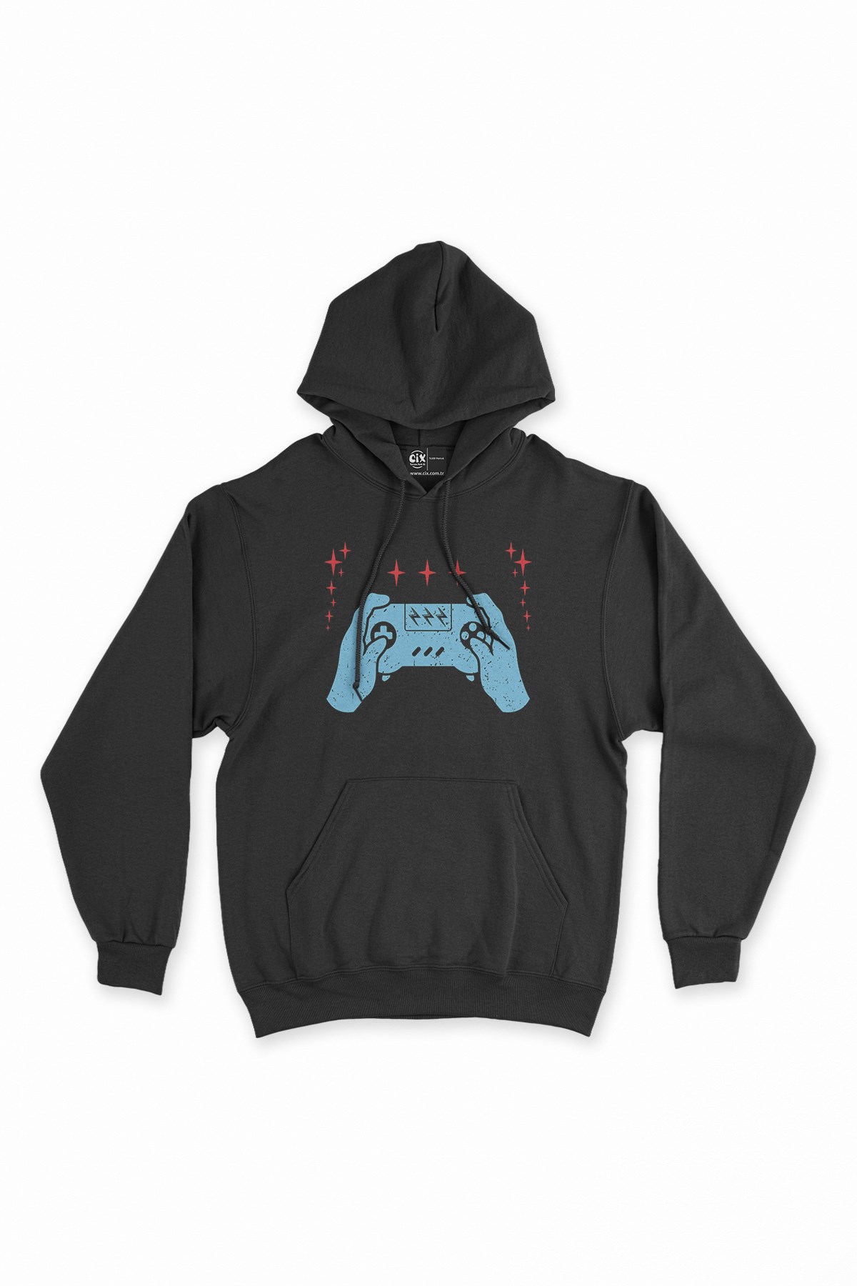 Turkuaz Joystick Siyah Kapşonlu Sweatshirt Hoodie