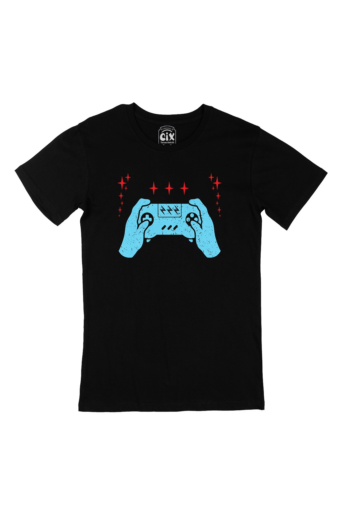 Turkuaz Joystick Siyah Tişört
