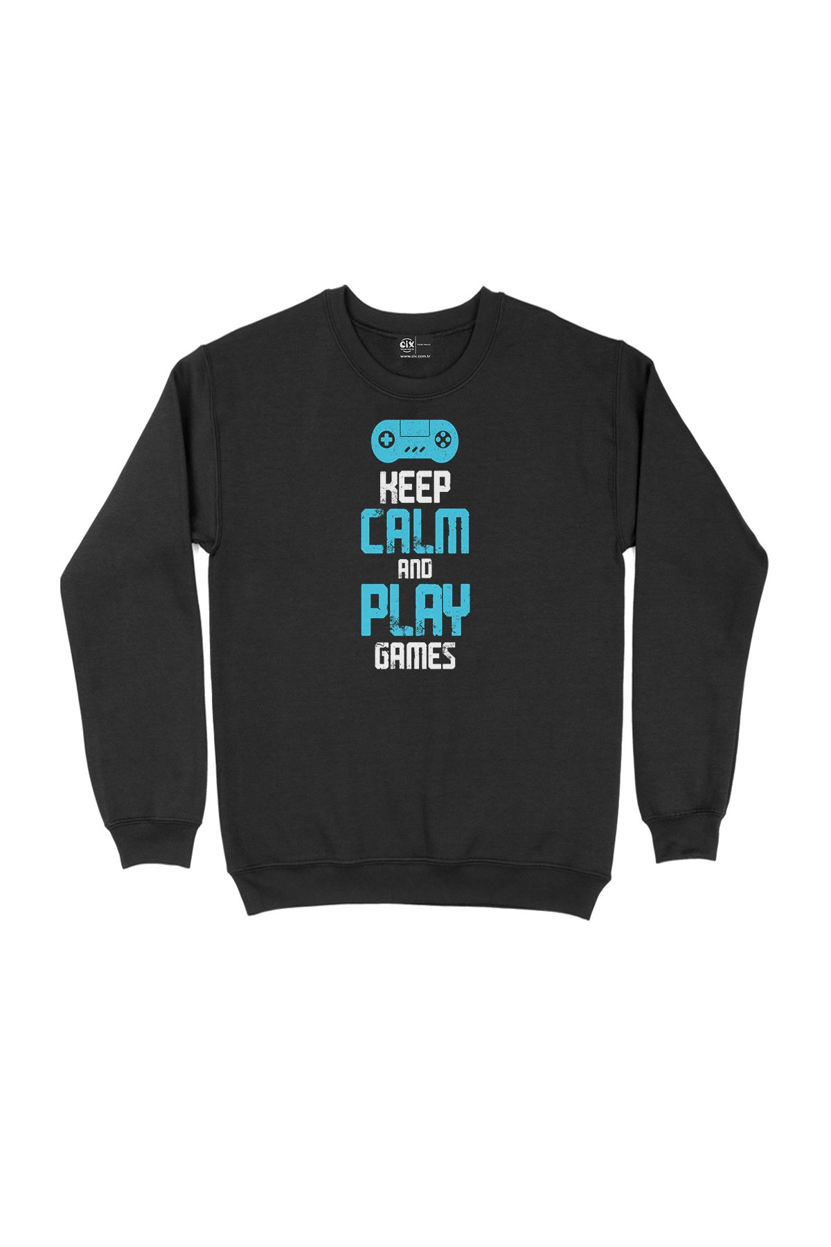 Turkuaz Keep Calm Play Game Siyah Sweatshirt