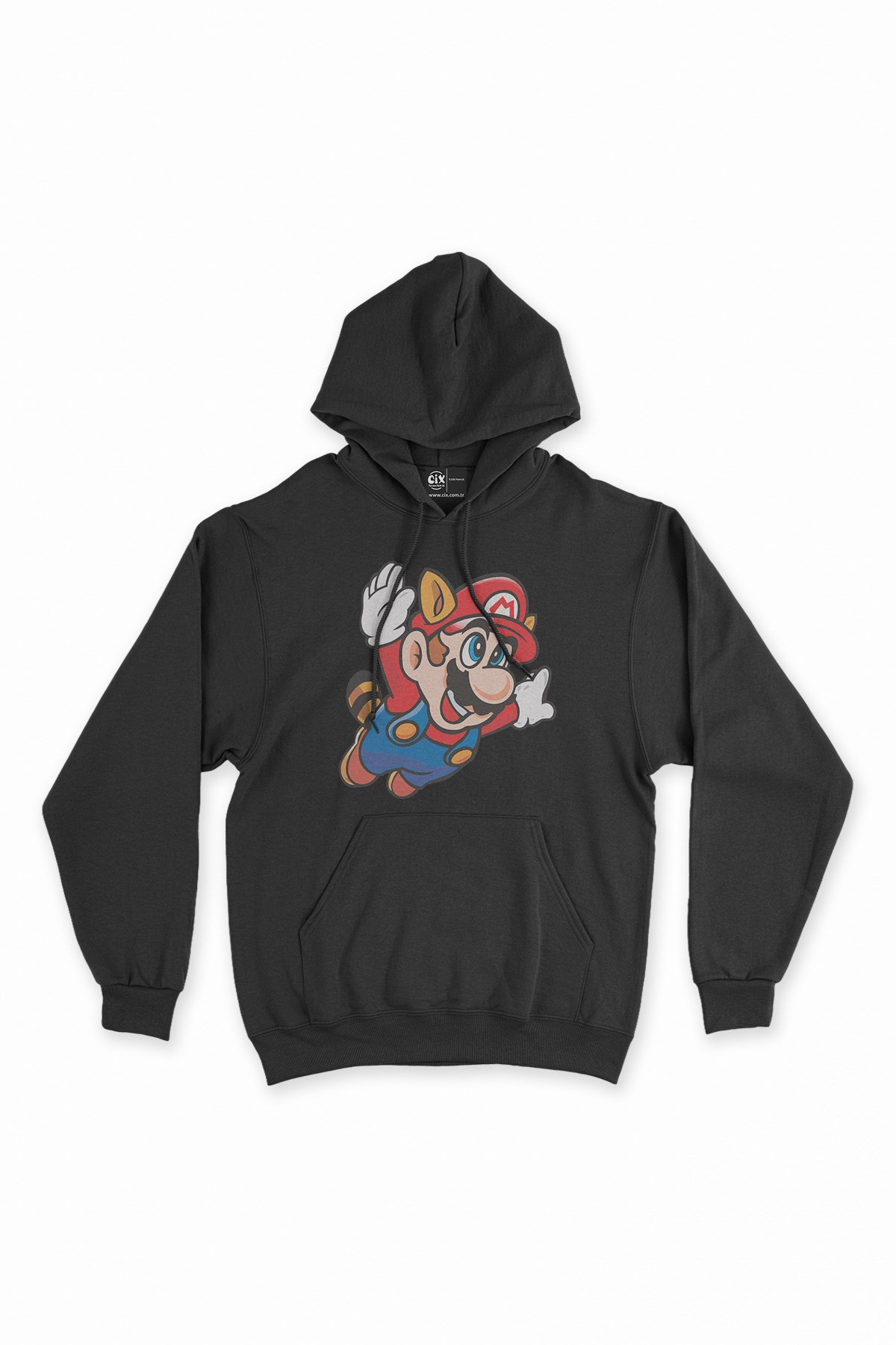 Uçan Mario Siyah Kapşonlu Sweatshirt Hoodie