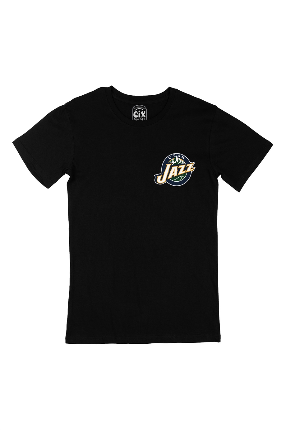 Utah Jazz Cep Logo Tasarımlı Siyah Tişört