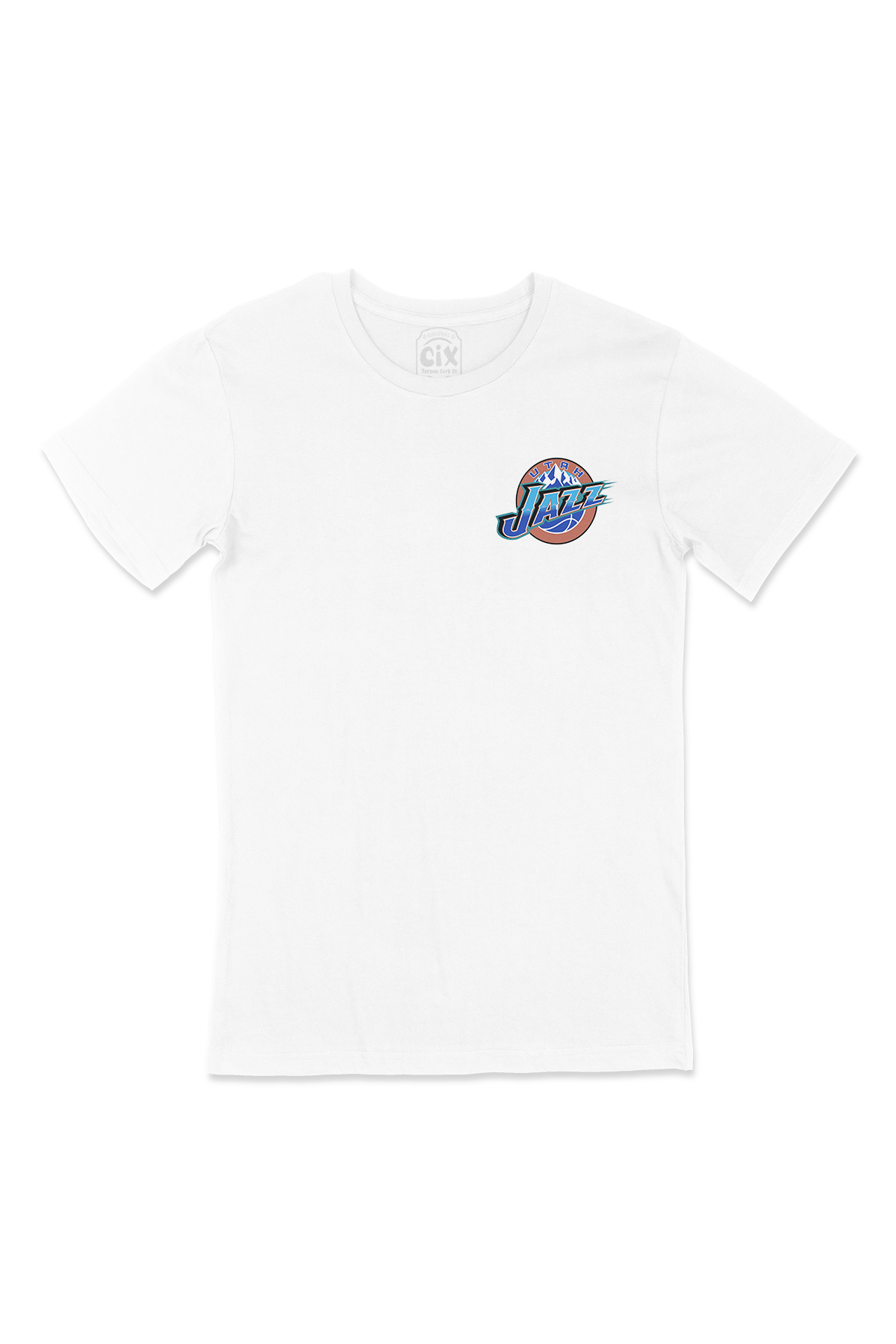 Utah Jazz Old Logo Cep Logo Tasarımlı Beyaz Tişört