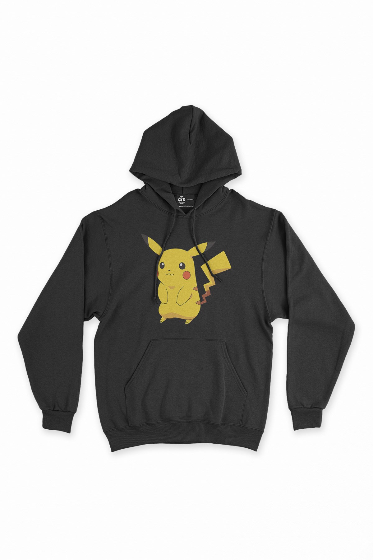 Utangaç Pikachu Siyah Kapşonlu Sweatshirt Hoodie