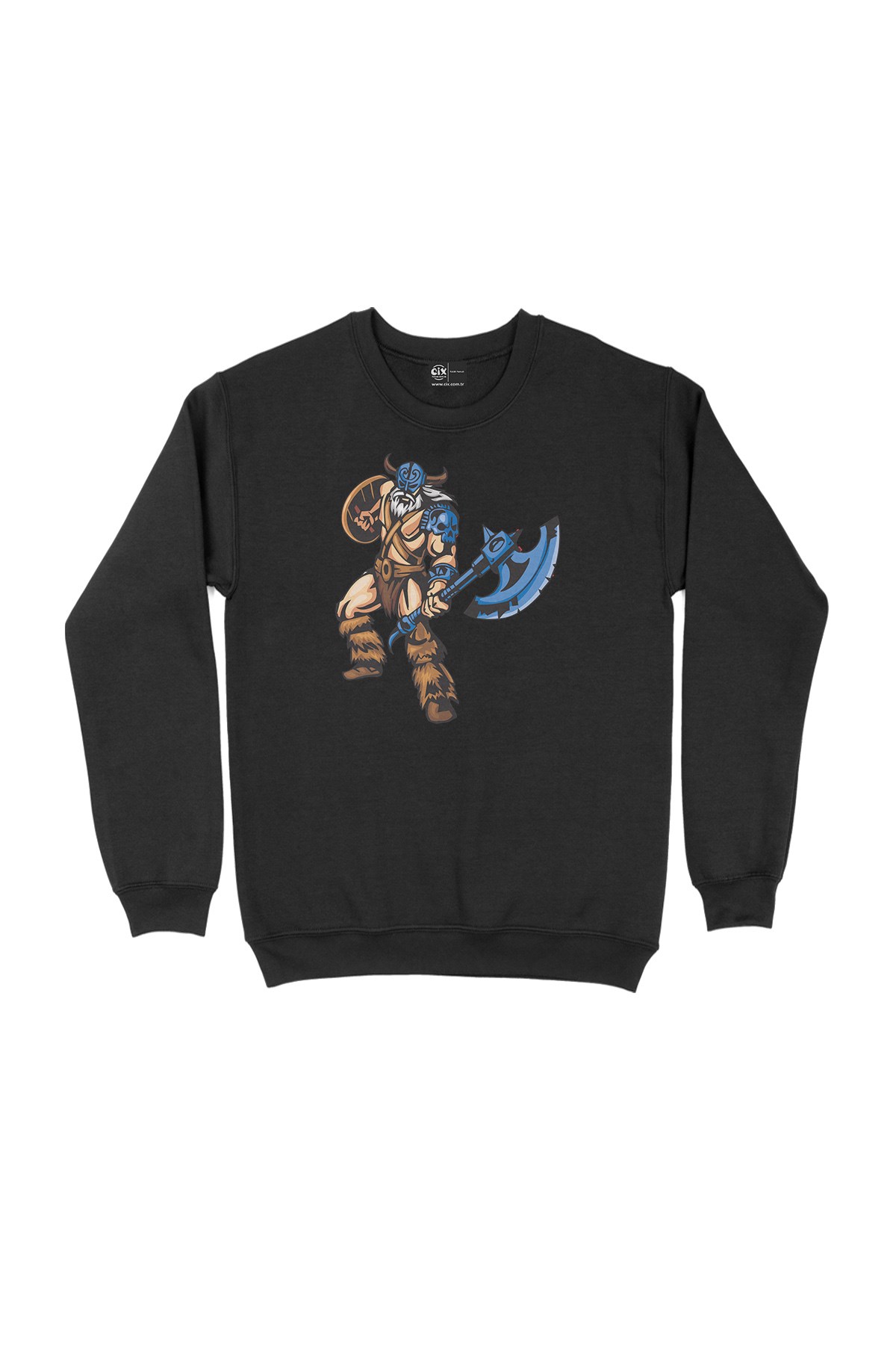 Viking Baltalı Siyah Sweatshirt