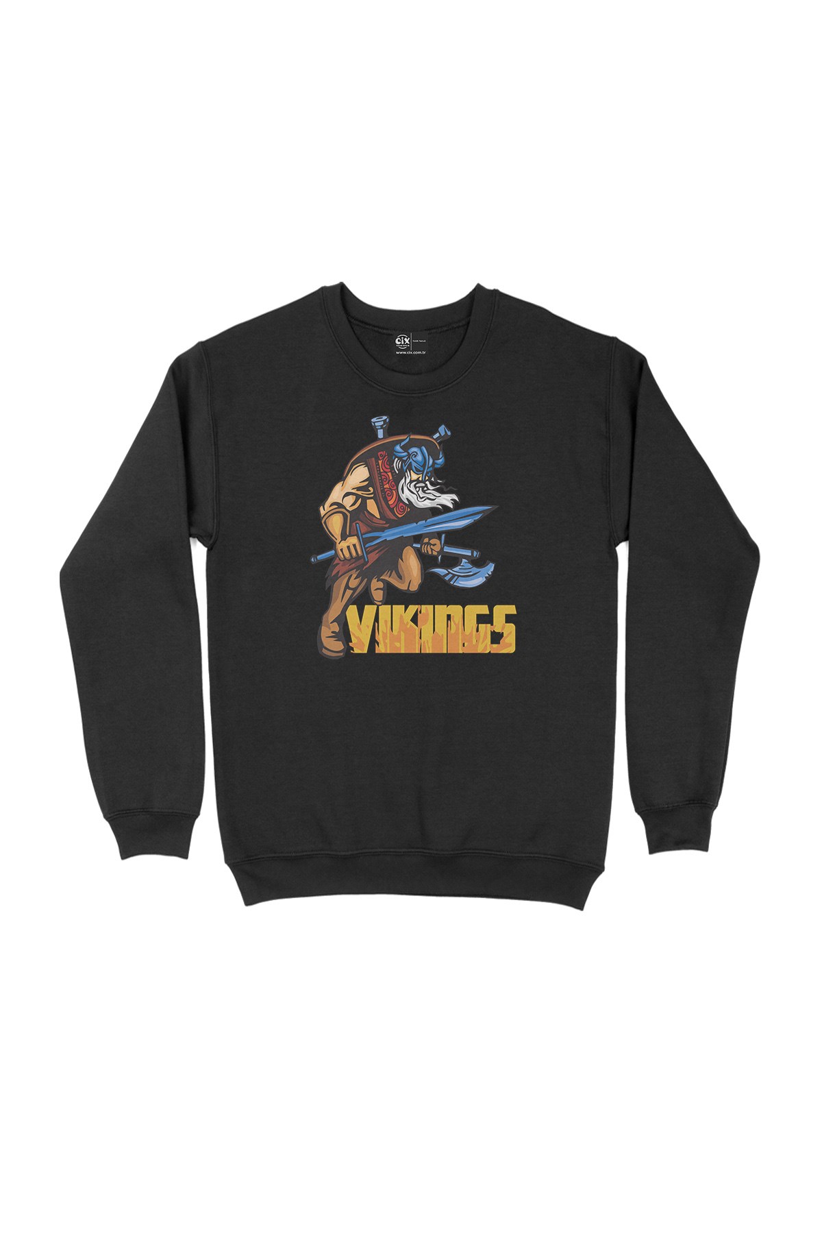 Viking Kılınç ve Balta Siyah Sweatshirt