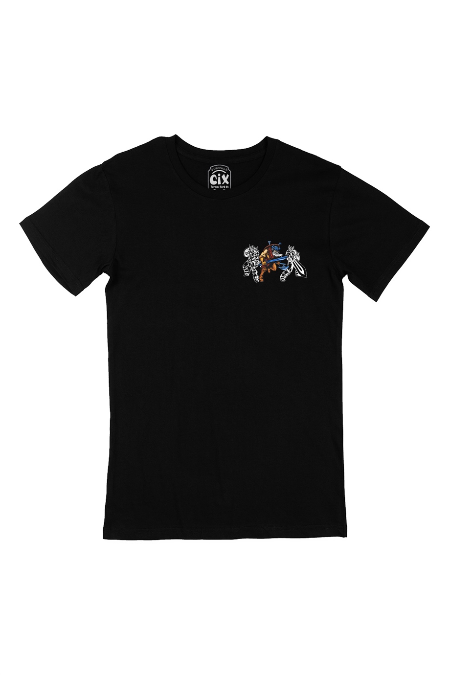 Vikingler Cep Logo Tasarımlı Siyah Tişört