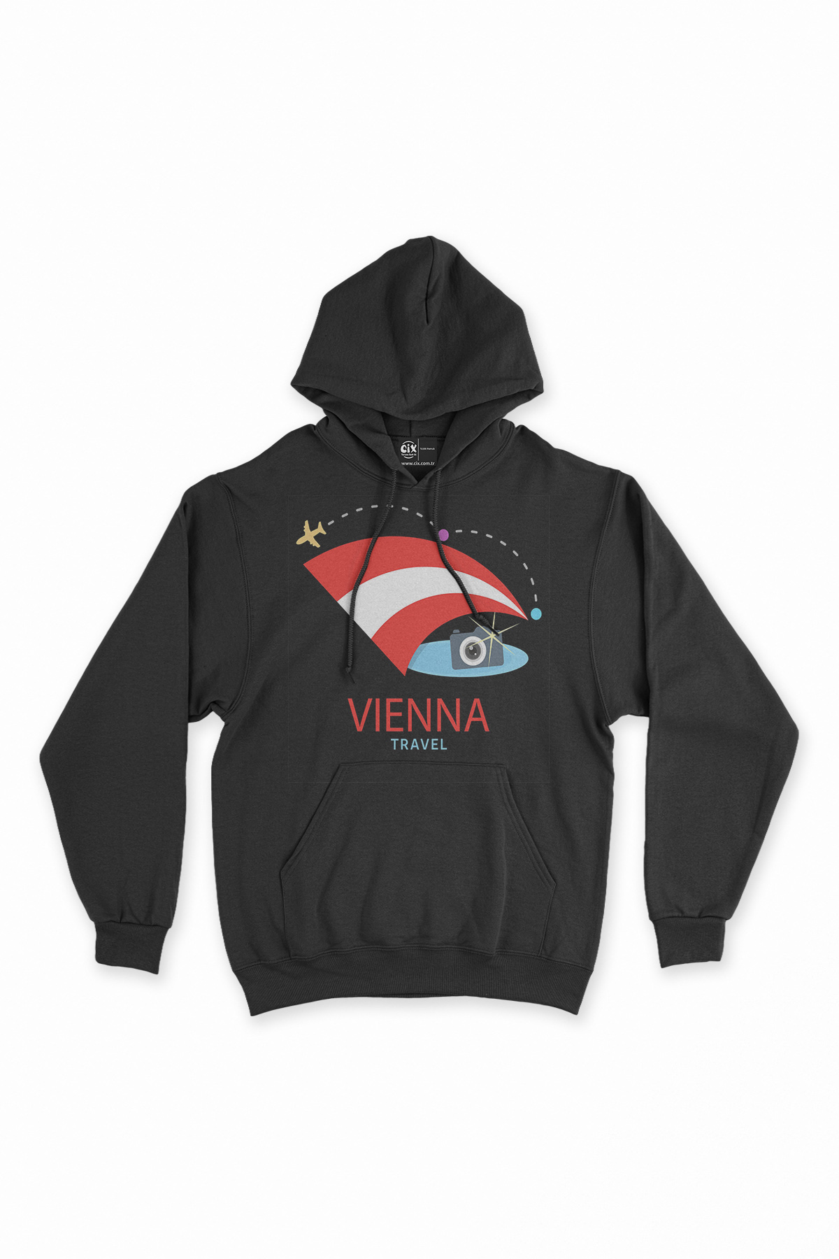 Viyana Seyahati Siyah Sweatshirt Hoodie