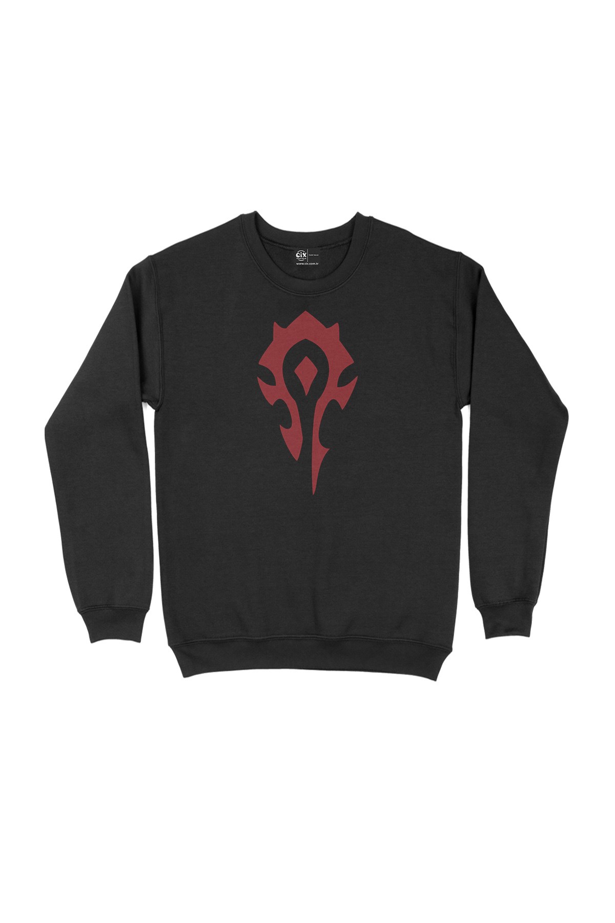 Warcraft Kırmızı Logolu Siyah Sweatshirt