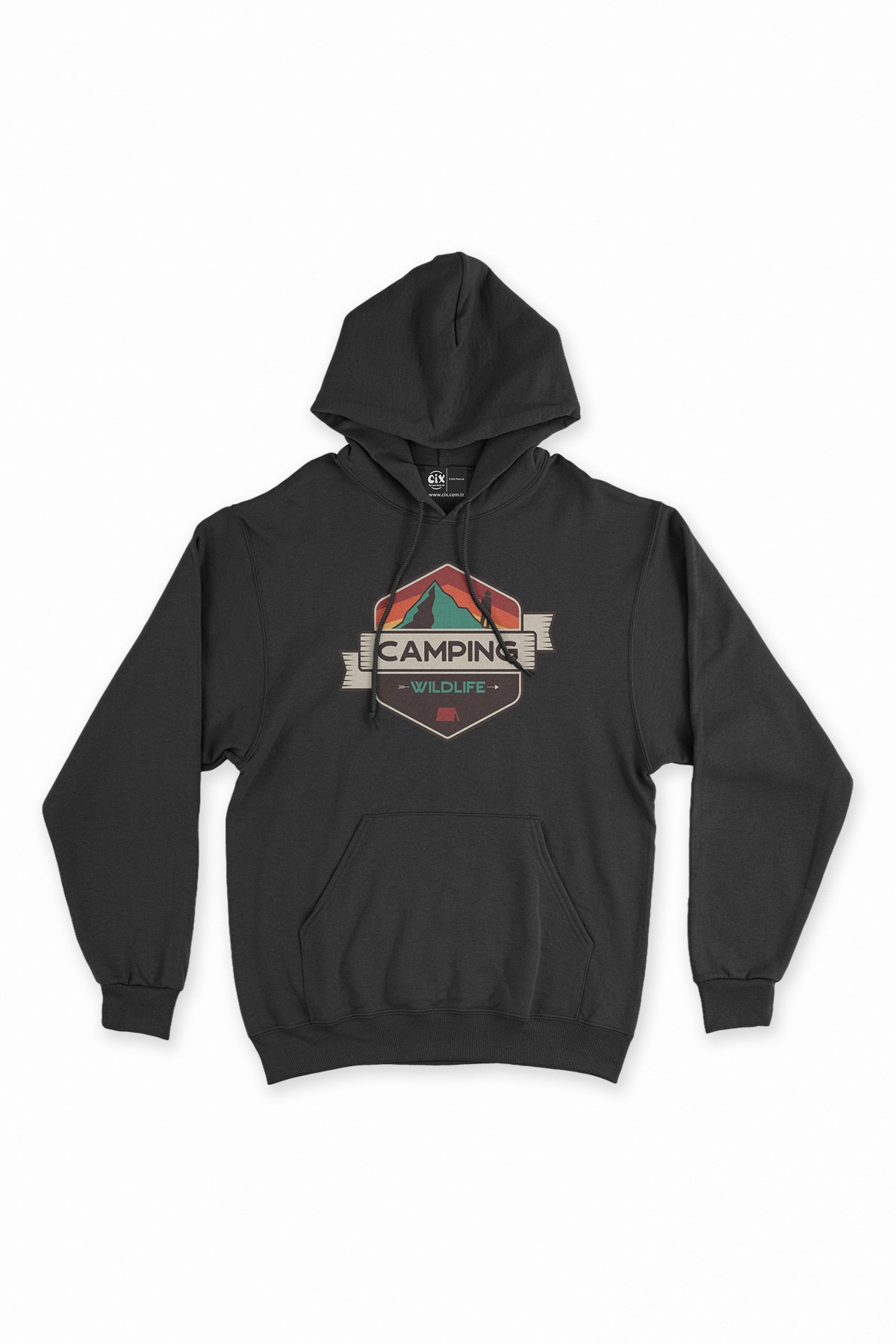Wild Life Camping Siyah Kapşonlu Sweatshirt Hoodie