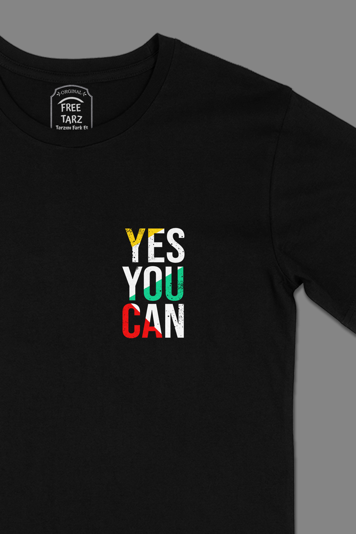 Yes You Can Motivasyon Cep Tasarımlı Siyah Tişört Yes You Can Motivasyon Cep Tasarımlı Siyah Tişört - Ücretsiz Kargo