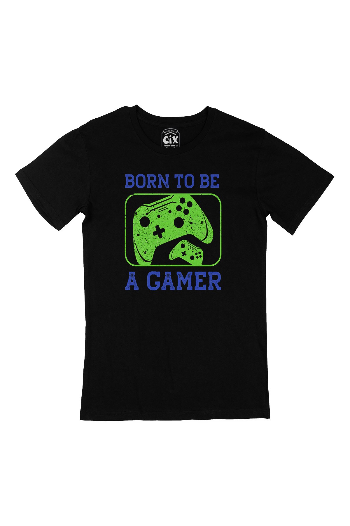 Yeşil Born To Be A Gamer Siyah Tişört