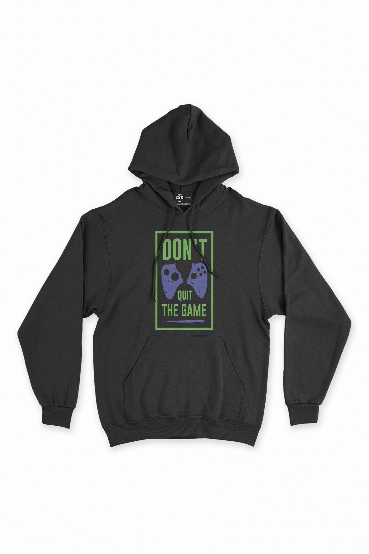 Yeşil Don't Quit The Game Siyah Kapşonlu Sweatshirt Hoodie