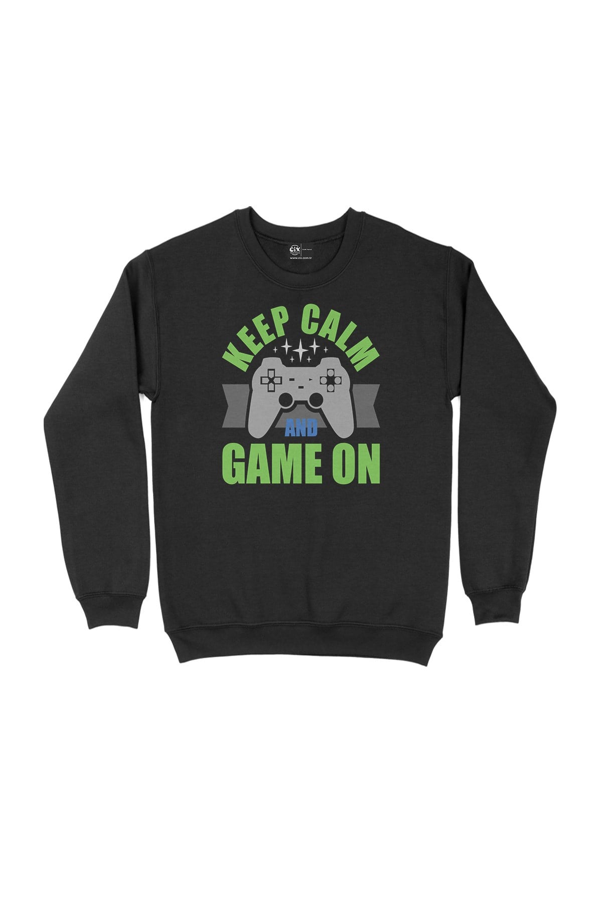 Yeşil Keep Calm Game On Siyah Sweatshirt