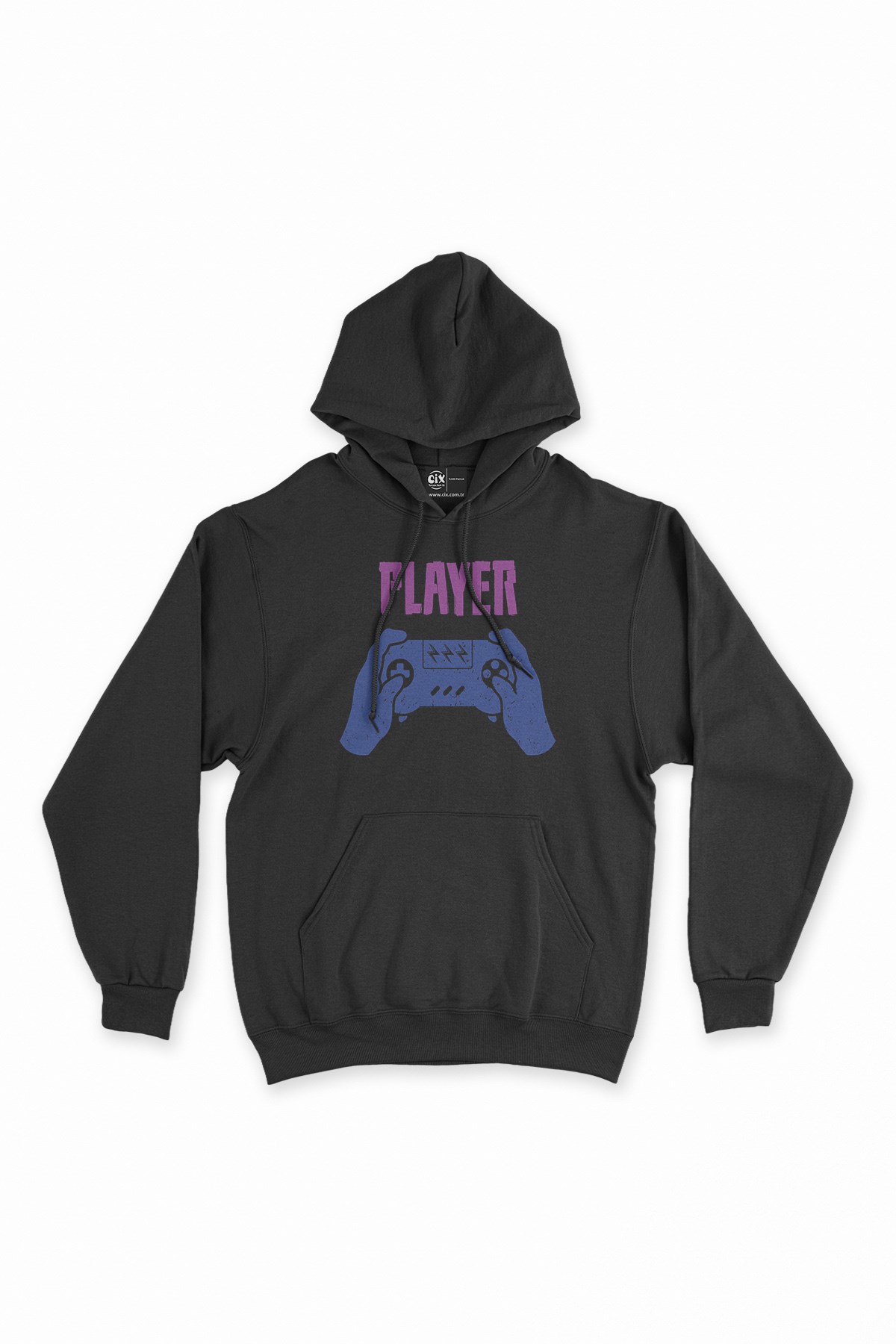 Yeşil Player One  Siyah Kapşonlu Sweatshirt Hoodie