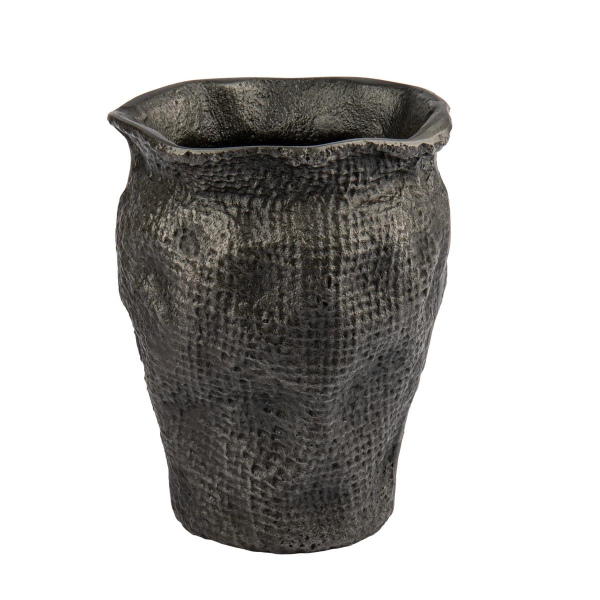 Jute Texture Eskitme Siyah Mini Vazo 13*14*18  cm
