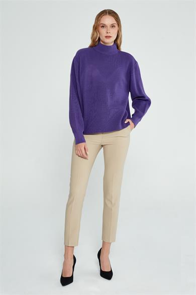 DİK YAKA SALAŞ LİLA BAYAN KAZAK