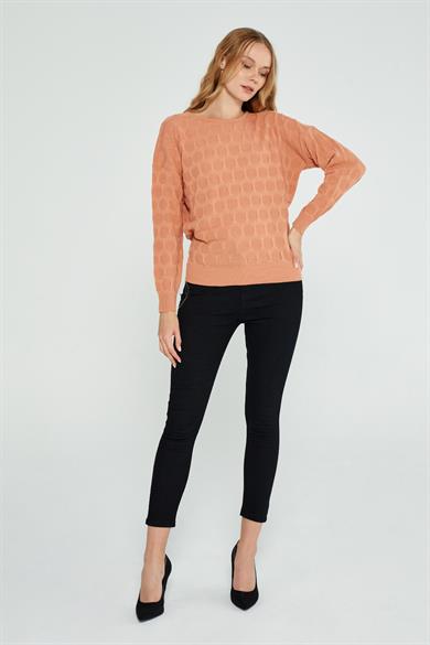 KAYIK YAKA OVERSİZE SOMON BAYAN KAZAK 