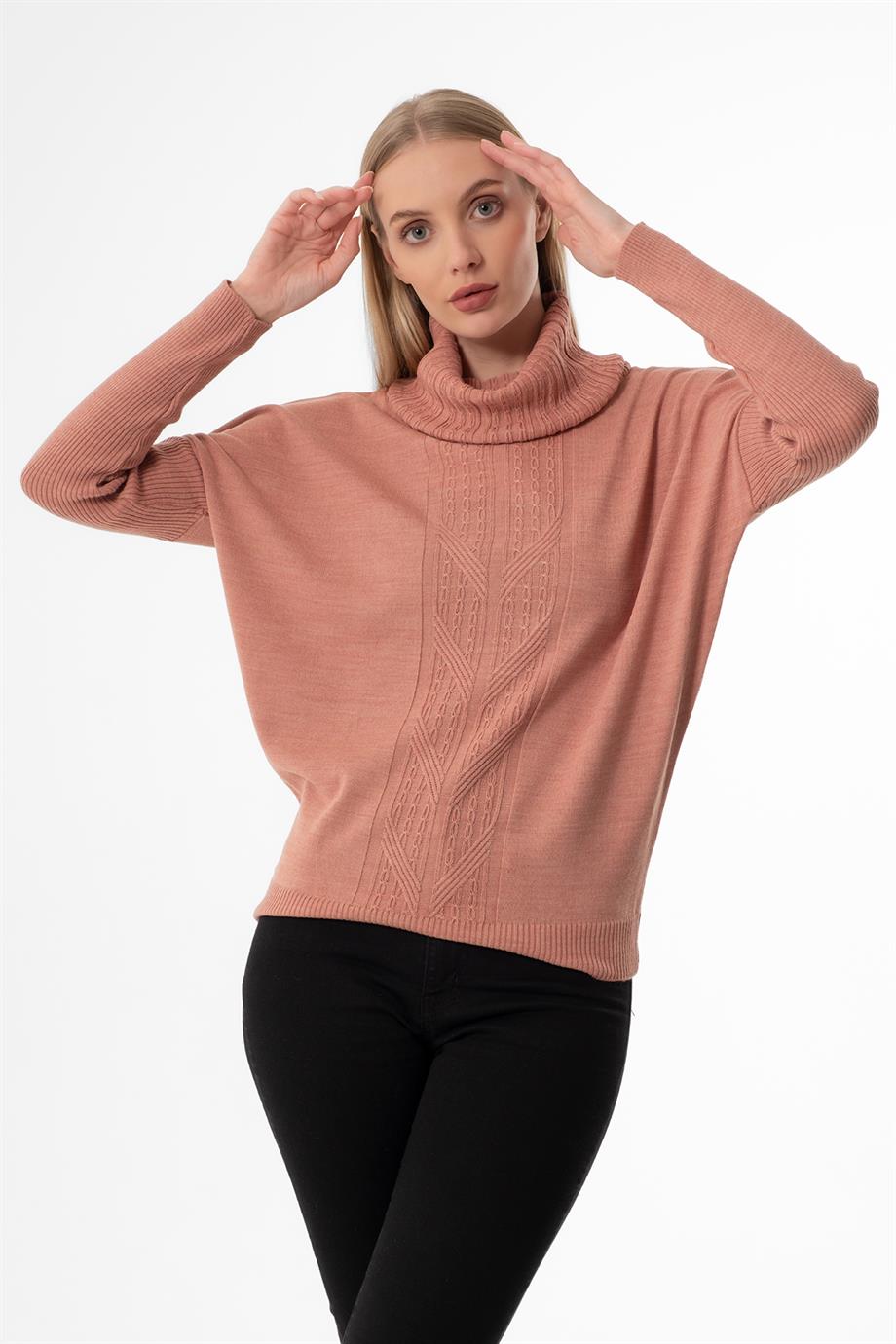 DEGAJE YAKA OVERSİZE GÜL MENAJ BAYAN KAZAK