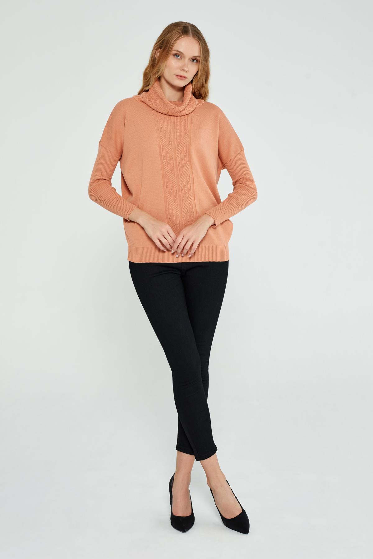 DEGAJE YAKA OVERSİZE SOMON BAYAN KAZAK