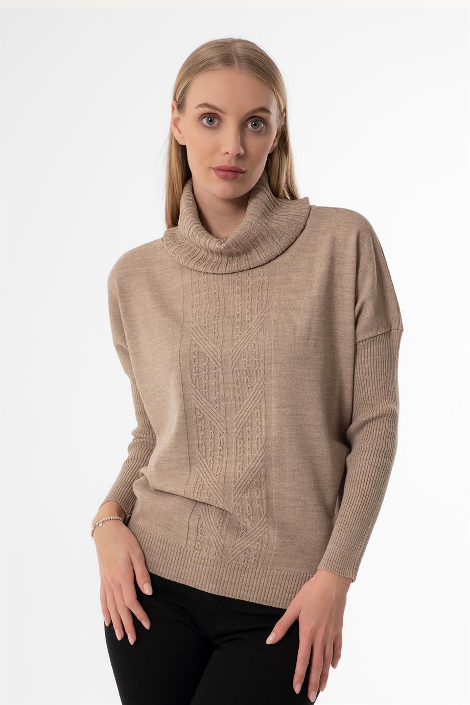 DEGAJE YAKA OVERSİZE VİZON MENAJ BAYAN KAZAK