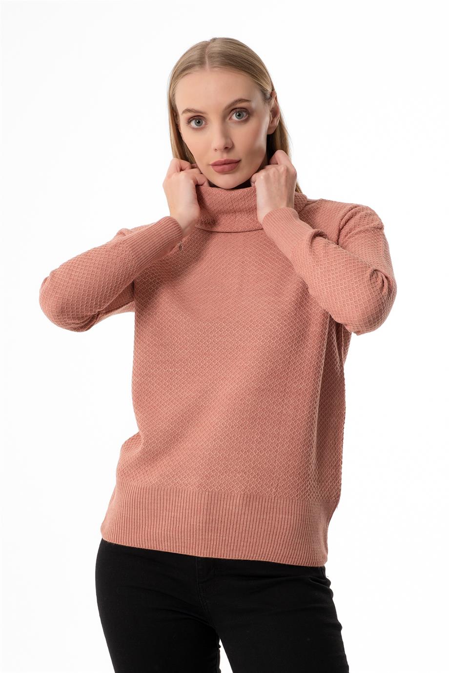 DEGAJE YAKA T KOL GÜL MENAJ BASİC BAYAN KAZAK 