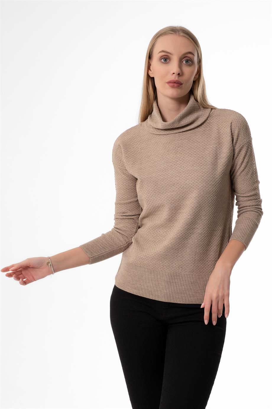 DEGAJE YAKA T KOL VİZON MENAJ BASİC BAYAN KAZAK 